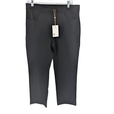 Quince Smart 5-Pocket Pants Women Large Black Petite Straight Leg Stretch Ponte