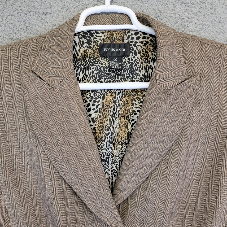 Blazer Focus 2000 para mujer talla 18 marrón negocios 2 botones a cuadros ropa profesional Jack Foto 2 de 4