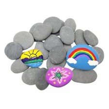16PCS Painting Rocks 2"-3" Natural River DIY Rocks Flat Smooth Kindness Roc...
