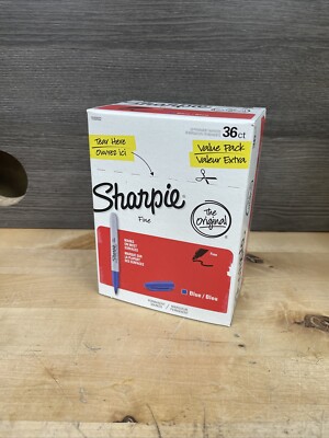 Sharpie Fine Point Permanent Marker Blue 36/Pack 1920932 New