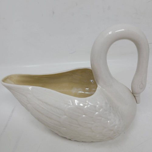 Belleek Ireland Porcelain Swan Pair Green 4th Mark Large 6"- 1946-1955 & 4" MINT - Picture 11 of 20