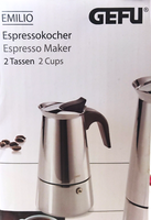 Gefu Espressokocher Emilio 2 Tassen | Espresso Mokka Kocher Induktion Edelstahl