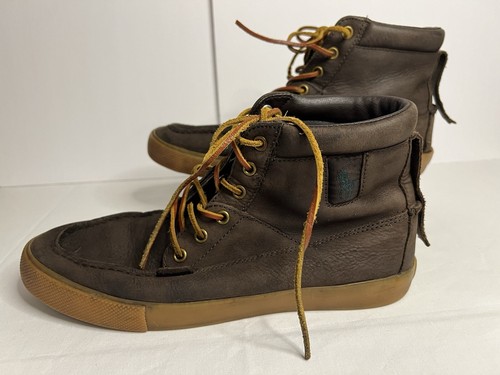 Polo Ralph Lauren Tavis brown leather boots Leather laces men's 8 - Picture 2 of 13