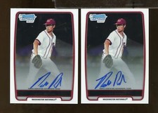  2x 2012 Bowman Chrome MATT PURKE Washington Nationals auto (JU7)