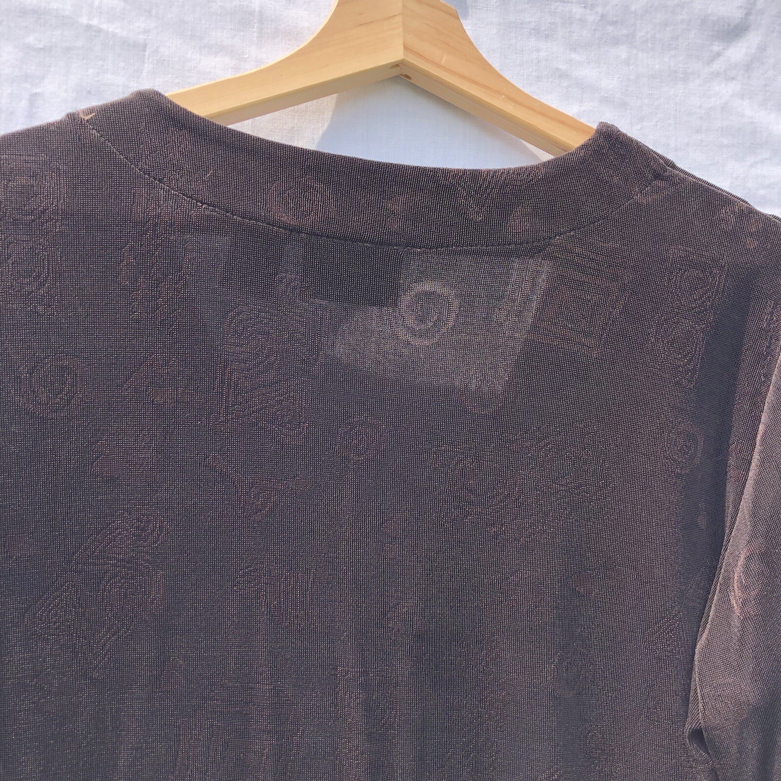 Black Patterned Knit One Button Shirt Chico's Tra… - image 6