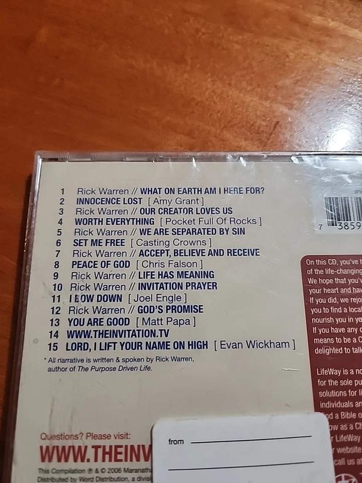 Brand NEW - The Invitation - Narrated by Rick Warren (2006, ) CD Cracked Case - Image 3 of 4