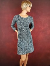 Jones New York 3/4 Sleeve Black White Stretchy Knit Dress S Casual Work Clothes
