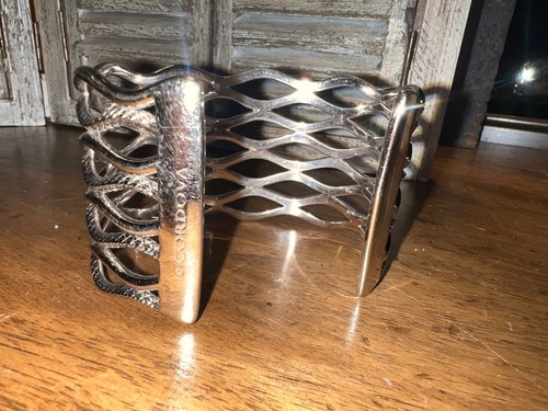 CORDOVA 925 Sterling Silver Textured and Polished Statement Cuff Bracelet - Picture 4 of 5