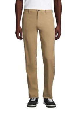Lands' End Men's Traditional Fit Chino Pants Khaki 42 x 35 un hemmed 501593 (AO)