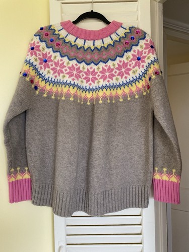 Jersey para mujer BODEN Fair Isle mezcla de lana tejido adornado estrás, XL 20-22 - Imagen 7 de 7