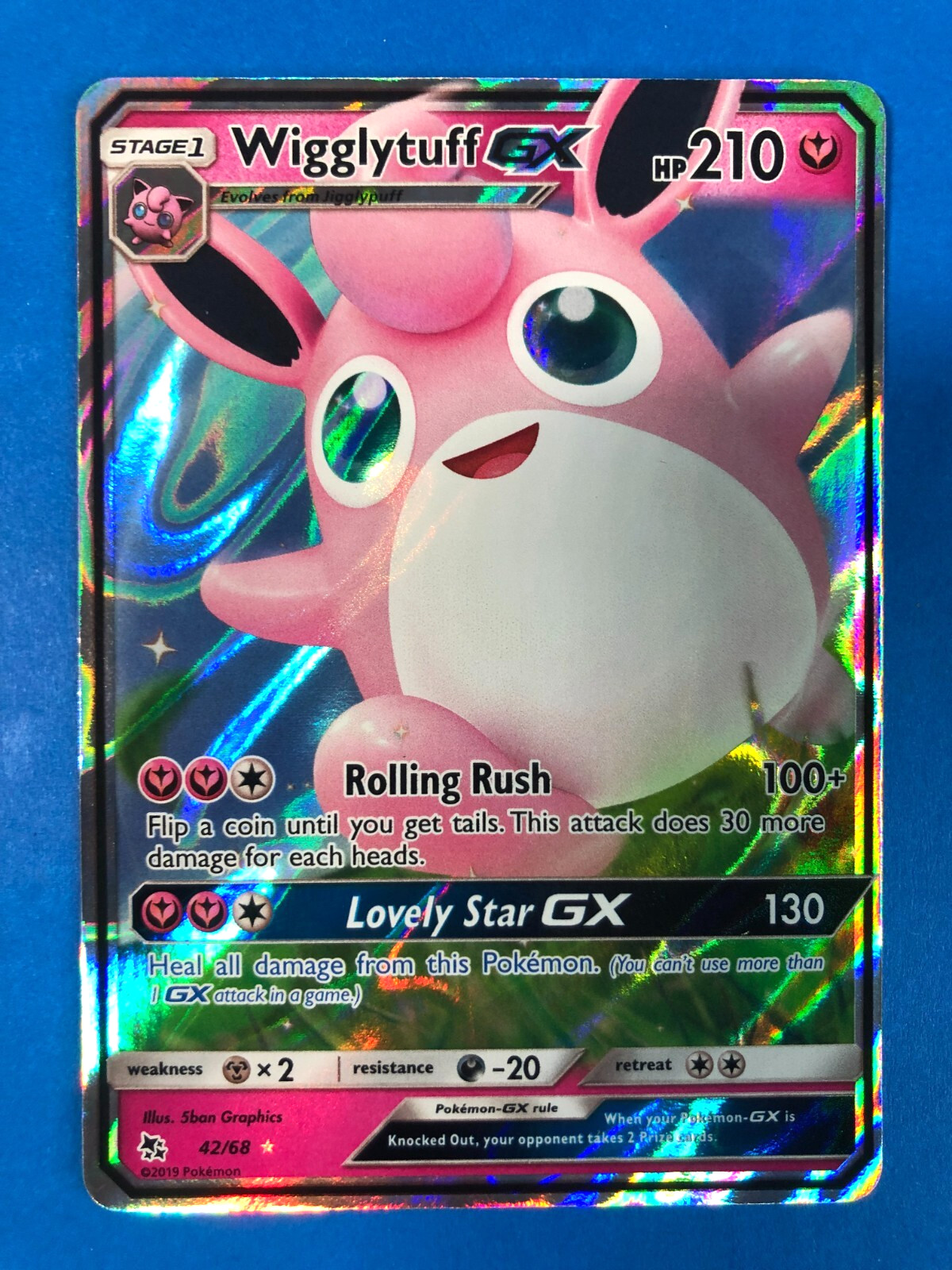 Pokemon Hidden Fates Wigglytuff GX Ultra Rare Card 42/68 Near Mint NM