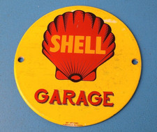 Vintage Shell Gasoline Sign - Mechanic Garage Gas Oil Pump Porcelain Sign