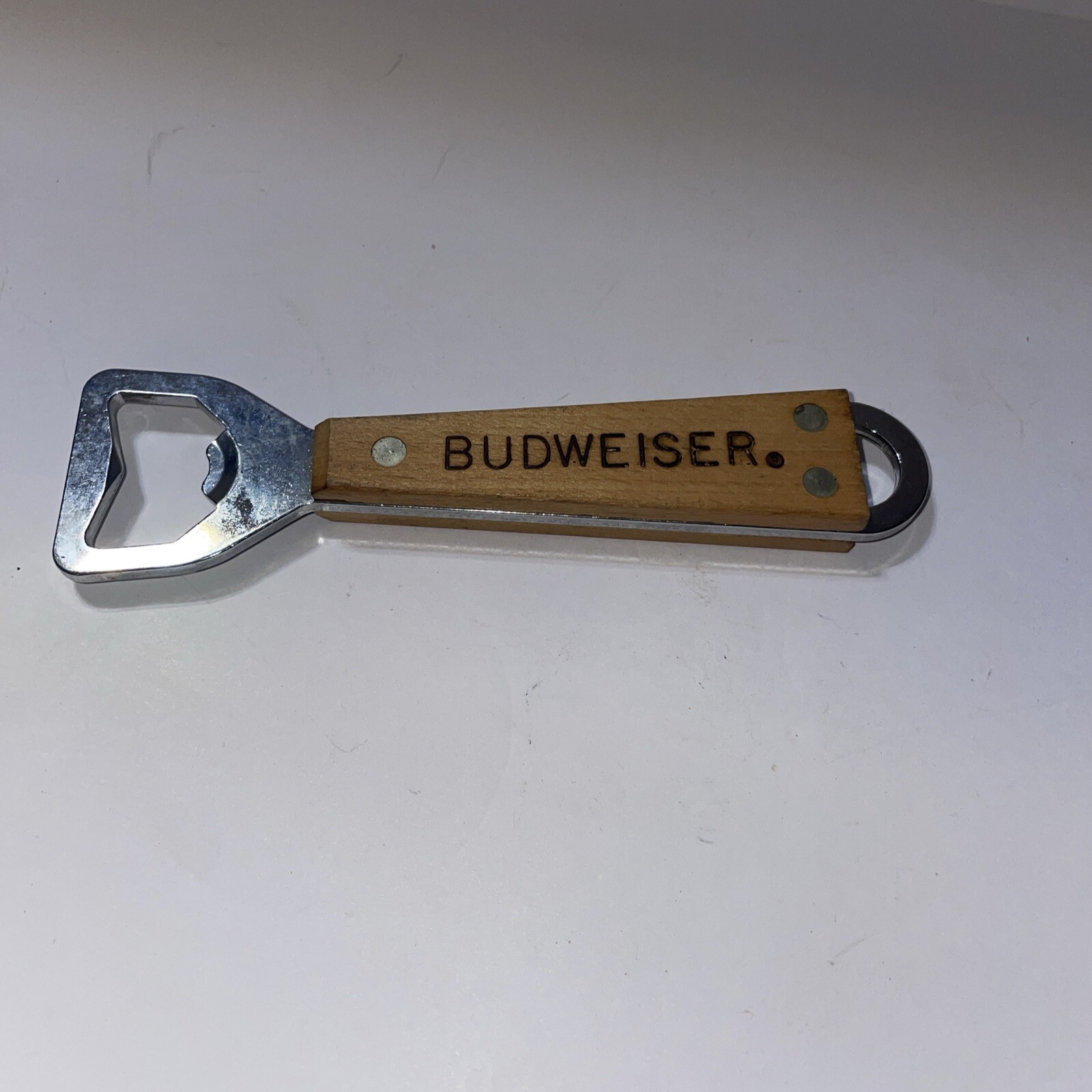 Collectible BUDWEISER BEER Beechwood Bottle Cap Opener Barware Picnic BBQ