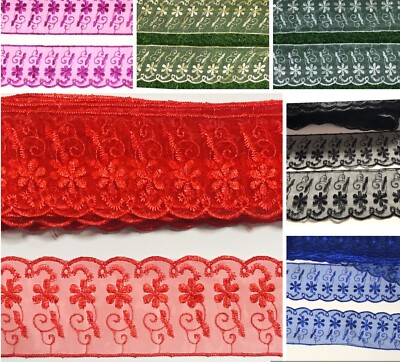 Organza Blumen Spitze Borte Nichtelastisch Elegante  6,8cm Wünschfarbe DE