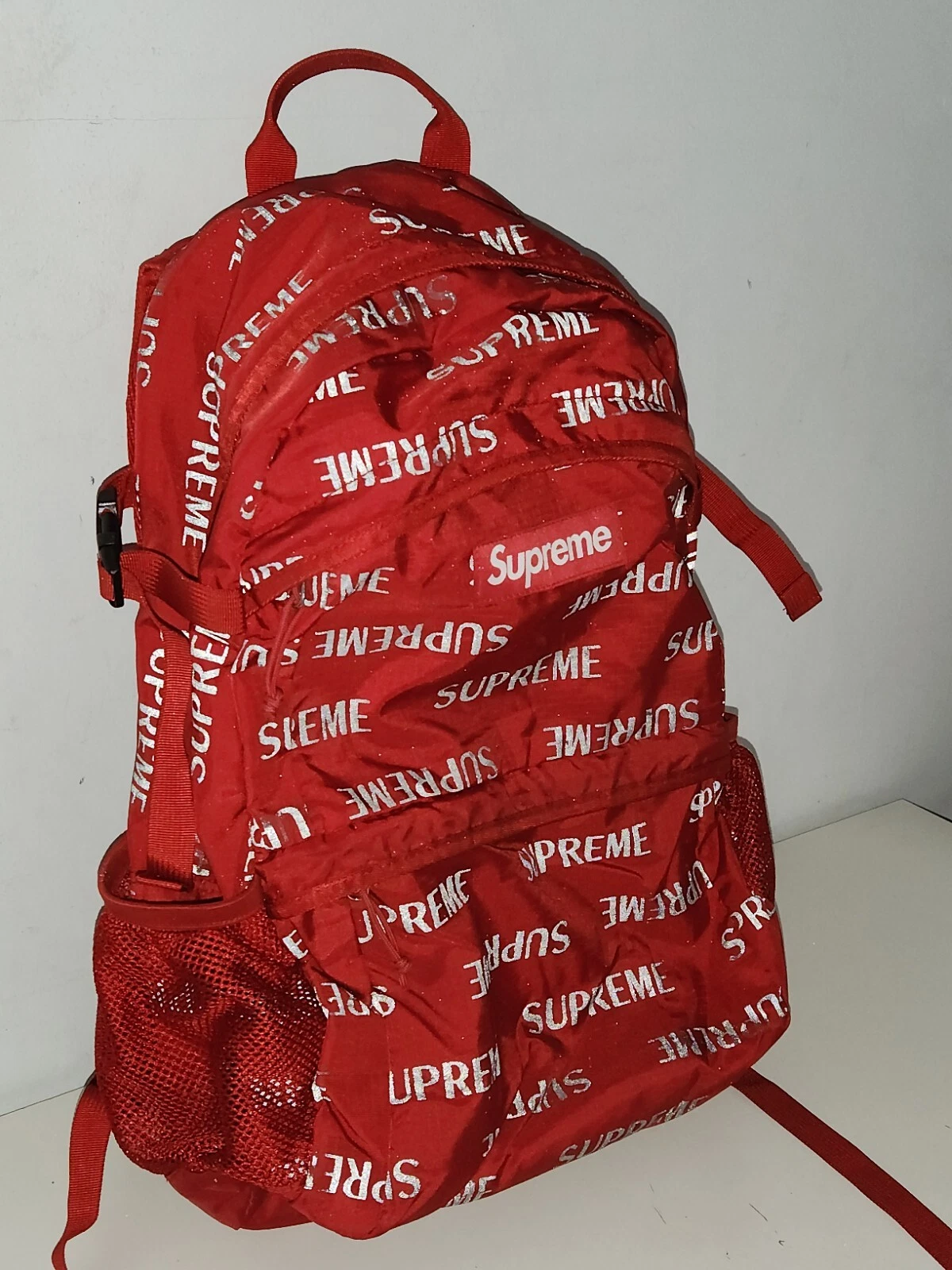 FW16 Supreme 3M Reflektierend Repeat Rucksack Rot Tasche Cordura Stoff Box Logo