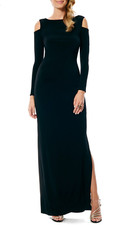 NEW LAUNDRY BY SHELLI SEGAL Cold Shoulder Jersey Gown Size 2 Black 200
