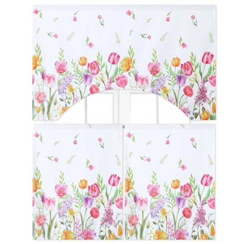 3 Piece Spring Kitchen Curtains Kitchen Curtain Sets with Valance Tulip - Bild 1 von 7