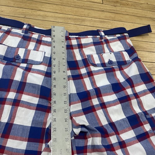 Plaid Galaxy Cargo Shorts Herren 42 Y2k Street HipHop blau kariert & Y2k Stoffgürtel - Bild 10 von 19