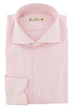 Luigi Borrelli Pink Solid Cotton Dress Shirt - Slim - 8G 