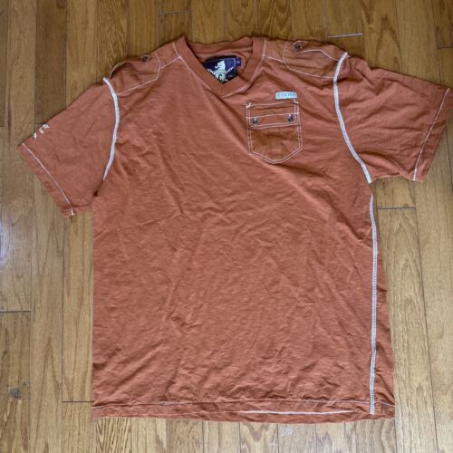 COOGI Mens Shirt Orange Size XL Cotton Short Sleeve Pullover V-Neck - Picture 1 of 15