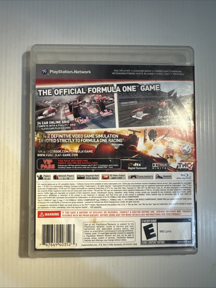 F1 2011 (Sony PlayStation 3, 2011) 767649403523| eBay