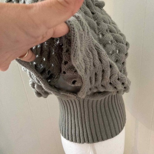 Wilster grauer Pullover mit Wellenschliff lockerer Strickschal Poncho Style S - Bild 3 von 6