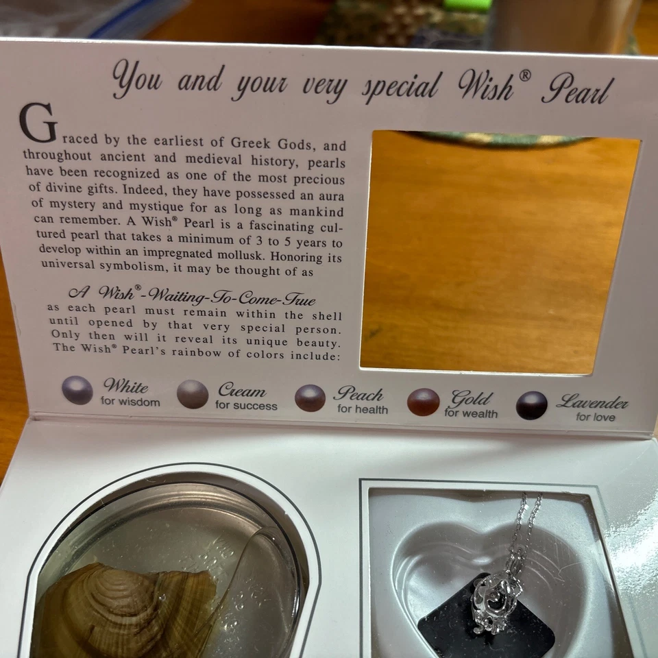 COLLAR COLGANTE DE PERLAS DE DESEO DE PLATA ESTERLINA *NUEVO* Foto 4 de 4