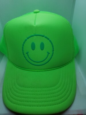 Otto Highlighter Neon Green Smiley Trucker Hat