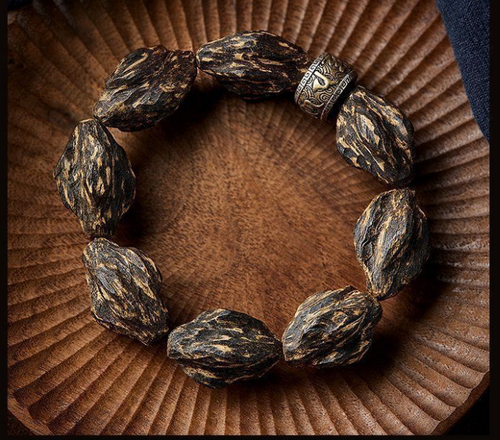 Dalakan Wild Agarwood bracelet Malas Meditation Agarwood Prayer Bead 六字真言随型沉香手链 - Picture 2 of 15