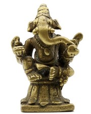 Ancien superbe Ganesh en bronze sur son trône de lotus Inde du Nord 18e
