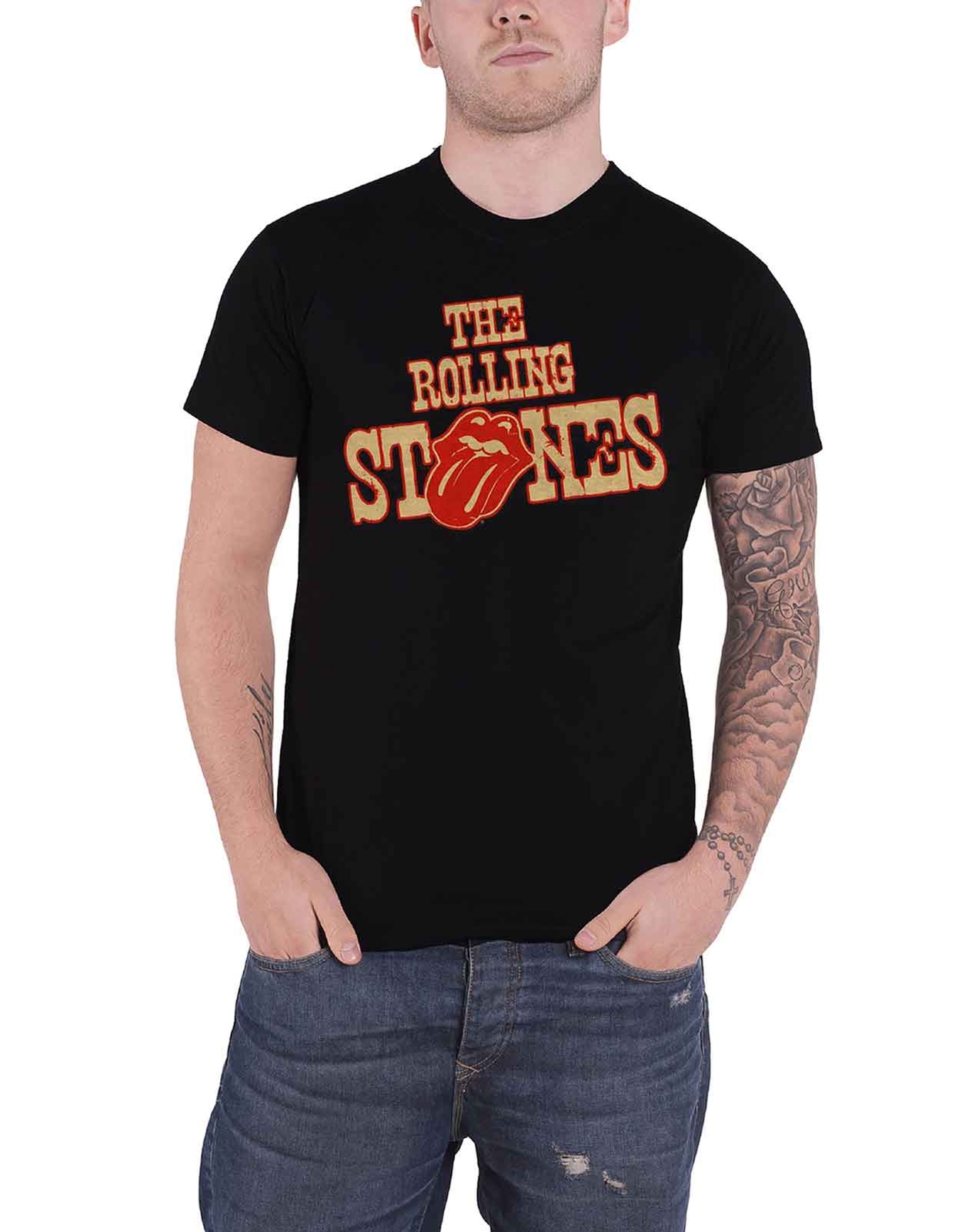 The Rolling Stones Wild West Logo Official Men's Black T-Shirt New