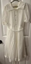 Vintage Laura Ashley Mother  Child Girl  s SZ 9 yrs White Cotton Dress EUC