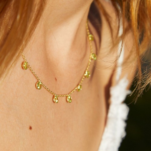 6.Ct Round Cut Peridot tennis Chain necklace for women in 925 Sterling silver - Picture 4 of 4