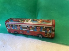 VINTAGE TIN LITHO CHAMPAK GREEN FRICTION OPERATED BUS with SANTA CLAUS NO BOX