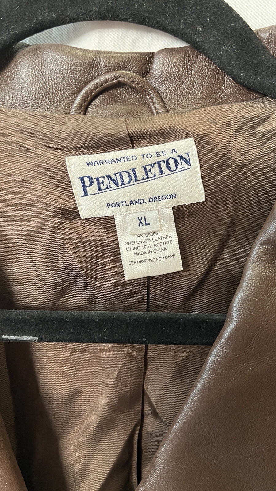 Pendleton Leather Jacket XL 3 Button Brown Acetat… - image 2