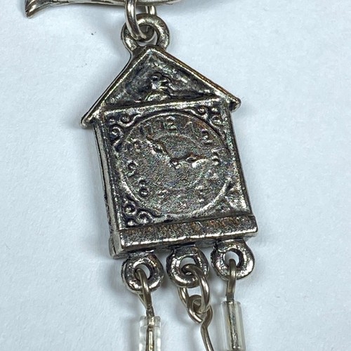 Black Forest Vintage Silver Tone Souvenir Pin Cuckoo Clock - Picture 6 of 8