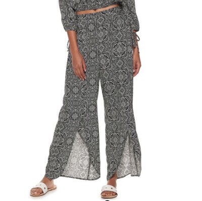 Live to be Spoiled Juniors Black White Geo Print Palazzo Pants Size XL