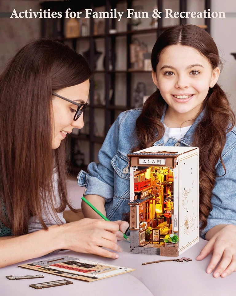 Kit de Rincón de Libro Sakura Callejón de Vino, Rincón de Libro Rompecabezas de Madera 3D para Decoración de Estantería, Foto 4 de 4