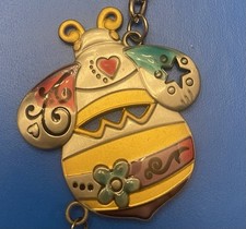 Adorable Summertime 6  Silver Tone  Colorful Enamel Key Ring Chain BEE FLOWERS