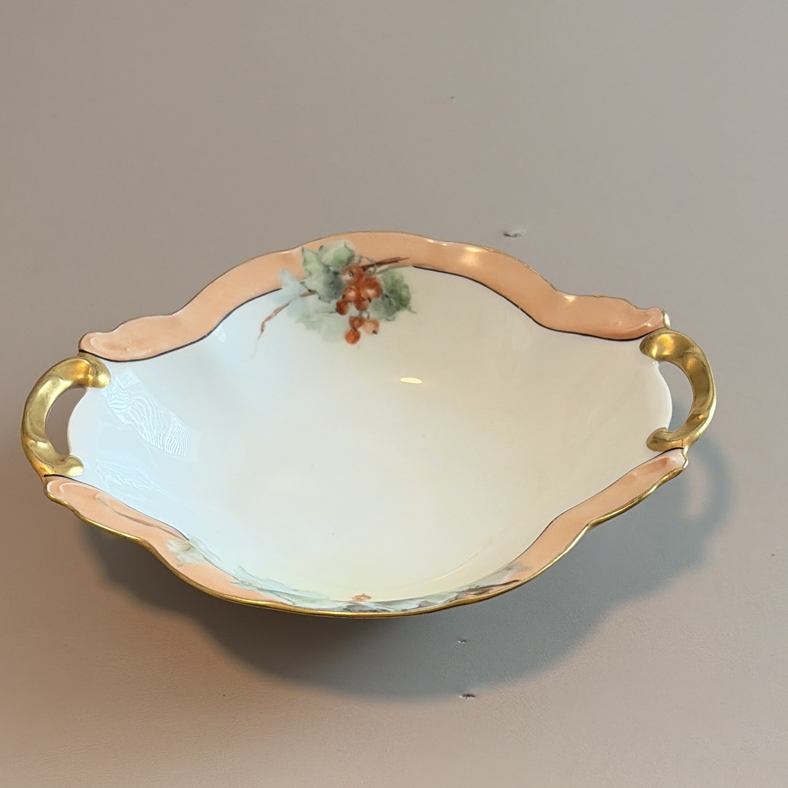 Antique  Victoria Austria Hand Painted Floral Porcelain Oval Bowl