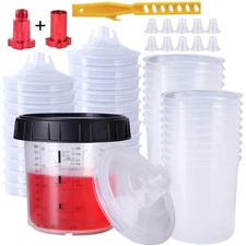 🔥 50 Pack Disposable Paint Spray Gun Cup Liners + Lid System Kit 20oz 600ML Cup