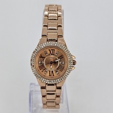 Women's 26MM Watch Roman Numerals Gold Dial Gold Tone Bracelet 7" New Battery