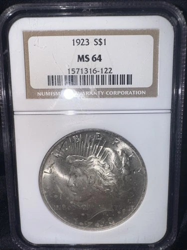 1923 SILVER Peace Dollar! NGC MS64