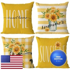 YeeJu Set of 4 Sunflower Pillow Covers 26x26 Yellow for Couch Sofa