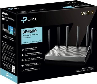 TP-Link Archer BE400 BE6500 Dual-Band WiFi 7 Router 6.5Gbps 2.5