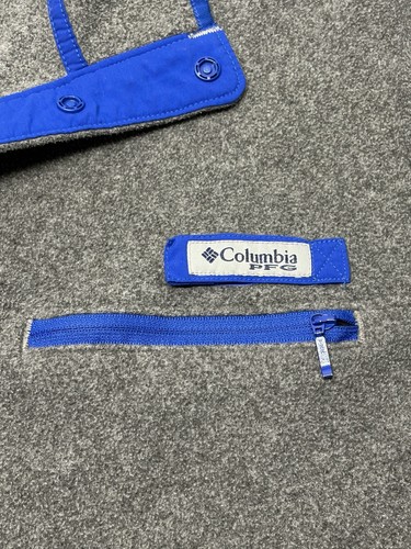 Columbia PFG KC Royals grau blau 1/4 Druckknopf Fleecepullover Herren XL Baseball Fisch - Bild 6 von 22