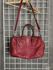 Coach Hampton Red Leather Double Handles Zipper Closure Satchel Shoulder Bag