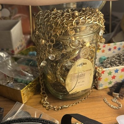 Luxury Only Vintage Huge Gold Jewelry Jar Curated Treasure Collection Lot