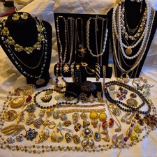 Huge Vtg Estate Jewelry Lot Over 80 Pieces Signed Dior Florenza Lisner Germany