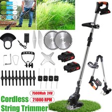Electric Cordless Grass String Trimmer Lawn Edger Weed Wacker Cutter  2 Battery